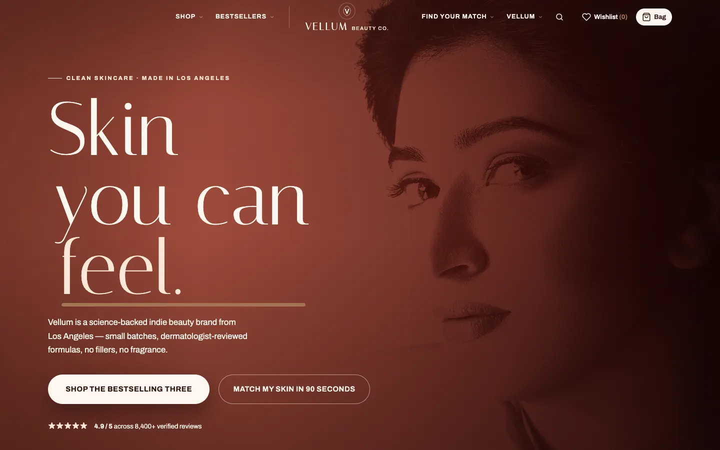 Vellum Beauty Co. website